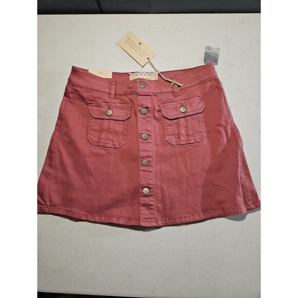 Altar'd State Skirt Button Front With‎ Pockets NWT medium Blossom Rose (A206) - Picture 4 of 8